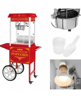 Royal Catering Professional, efficient mobile popcorn machine (POPCORN) on a trolley 230V 1.5kW red