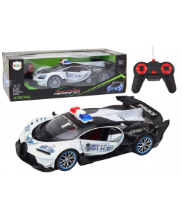 Lean Toys Remote Controlled RC Police Car in 1:12 Scale Baltas