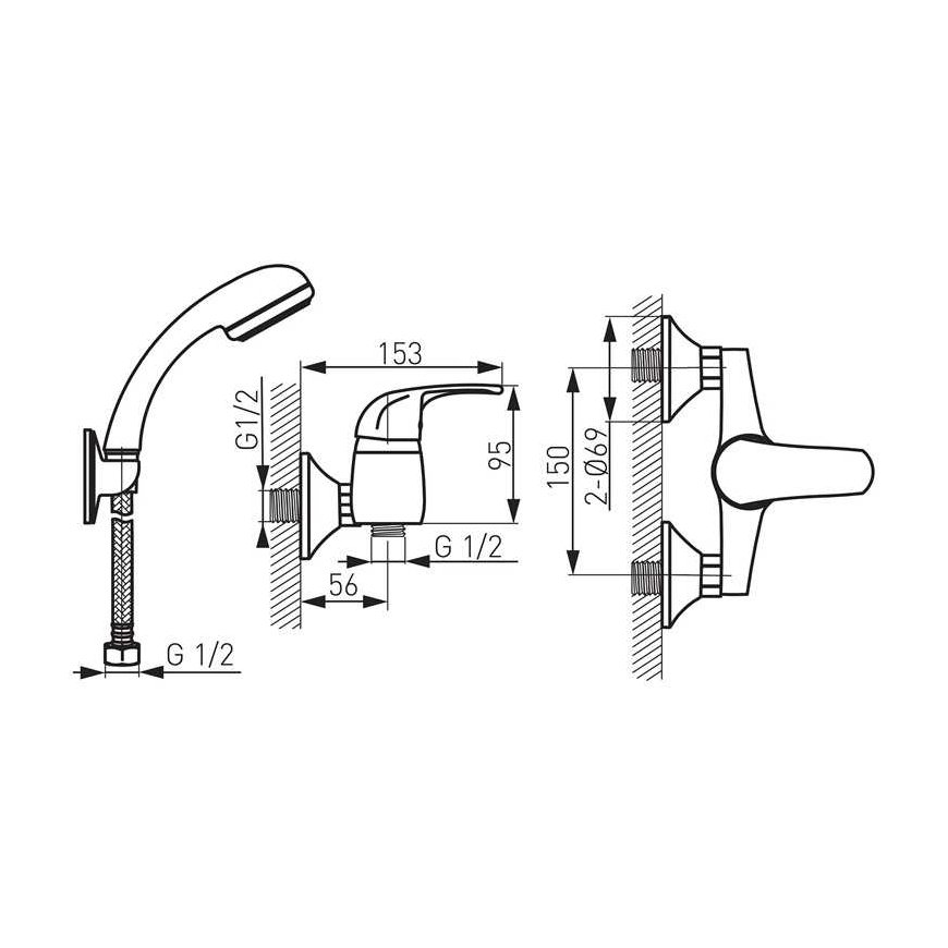 Ferro MIXER SHOWER WITH COMPLEX ELBA BEL77 – 3