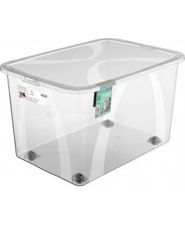 Storage box with lid ROTHO LONA, 50 l, transparent