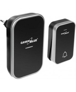 GreenBlue GB157 B Kinetic Battery-free Wireless Dorr Bell, Melodies, Black, Range up to 200m, IP44