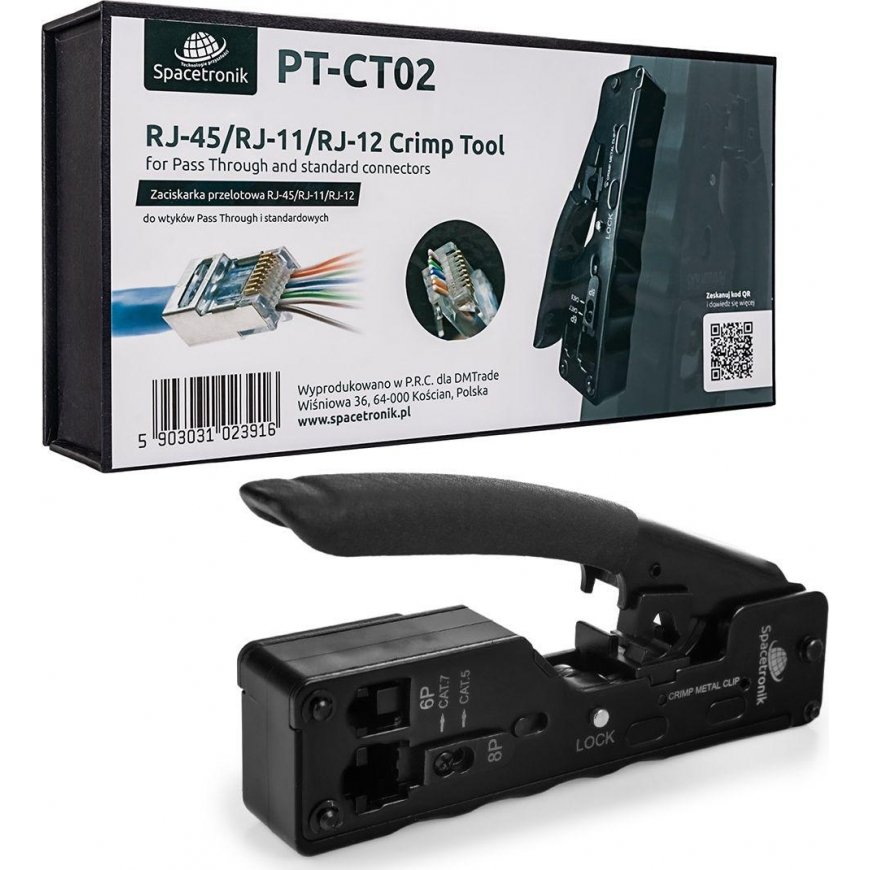 Spacetronik tiekiamas gniuždymas RJ45/RJ12/RJ11 PT-CT02
