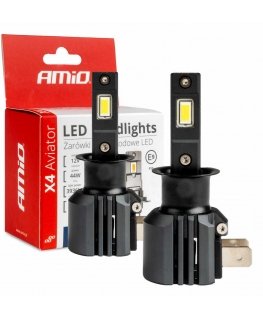 Żarówki samochodowe led seria x4 aviator h3 6500k canbus amio-03762