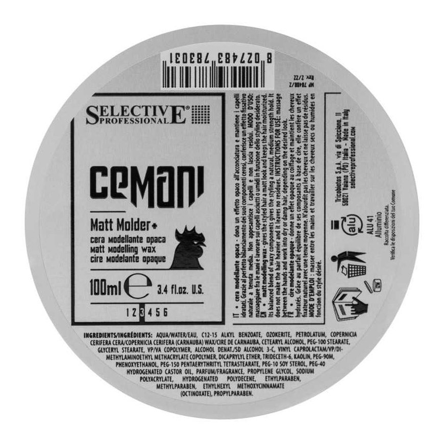 Selective Professional CEMANI Matinis MOLDER Matinio efekto modeliuojamasis vaškas, 100 ml