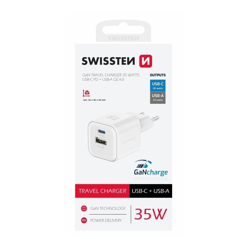 Swissten Travel Charger GaN USB-C 35W