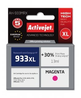 Activejet AH-933MRX rašalas (pakaitinis HP 933XL CN055AE Premium 13 ml raudonos spalvos)