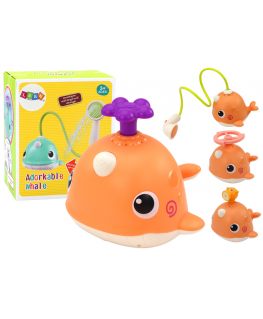 Lean Toys Whale Bath Toy 3 Tips Orange