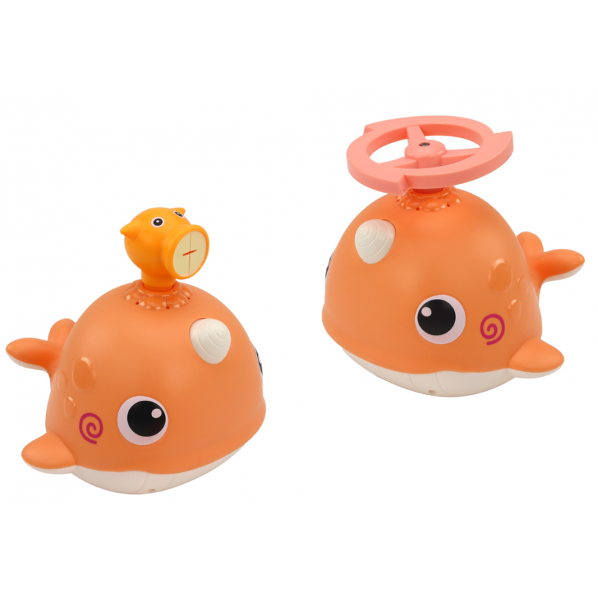 Lean Toys Whale Bath Toy 3 Tips Orange – 2