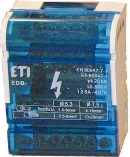 Paskirstymo gnybtai ETI EDB-411 4x(7x1,5/2x6/2x10) 125A
