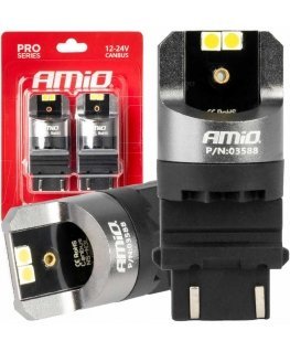 Żarówki led canbus pro series 3157 p27/7w 4x3030 smd baltas 12/24v amio-03588
