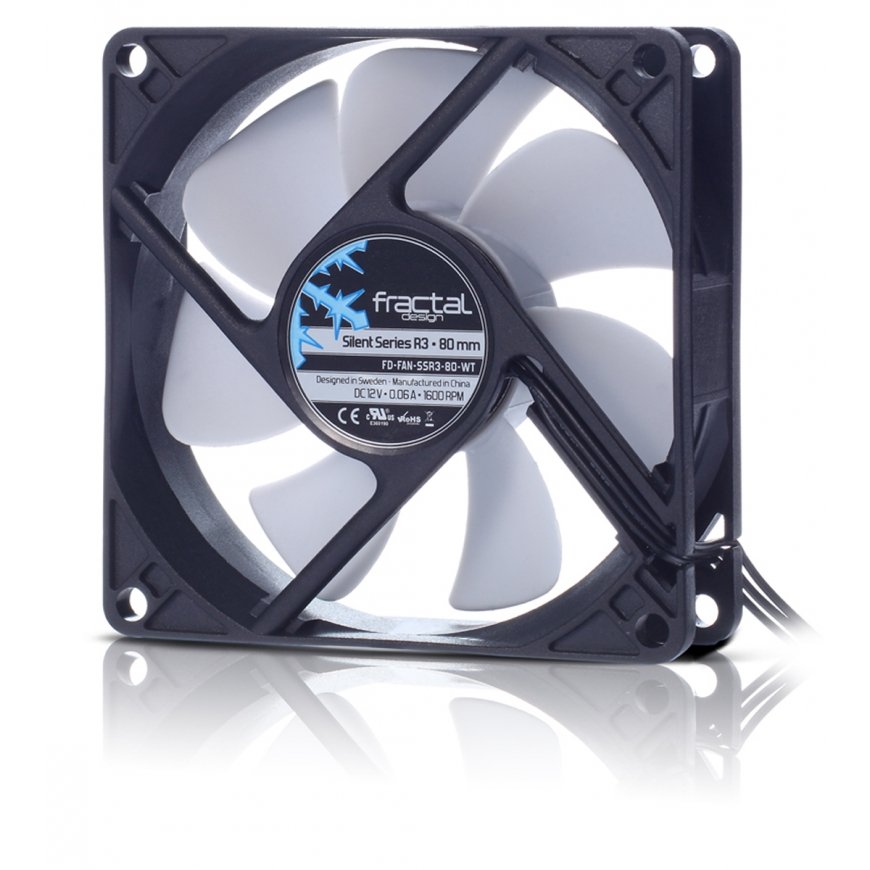 Fractal Design Silent Series R3 80 mm Kompiuterio korpusui Ventiliatorius 8 cm Juoda, Balta