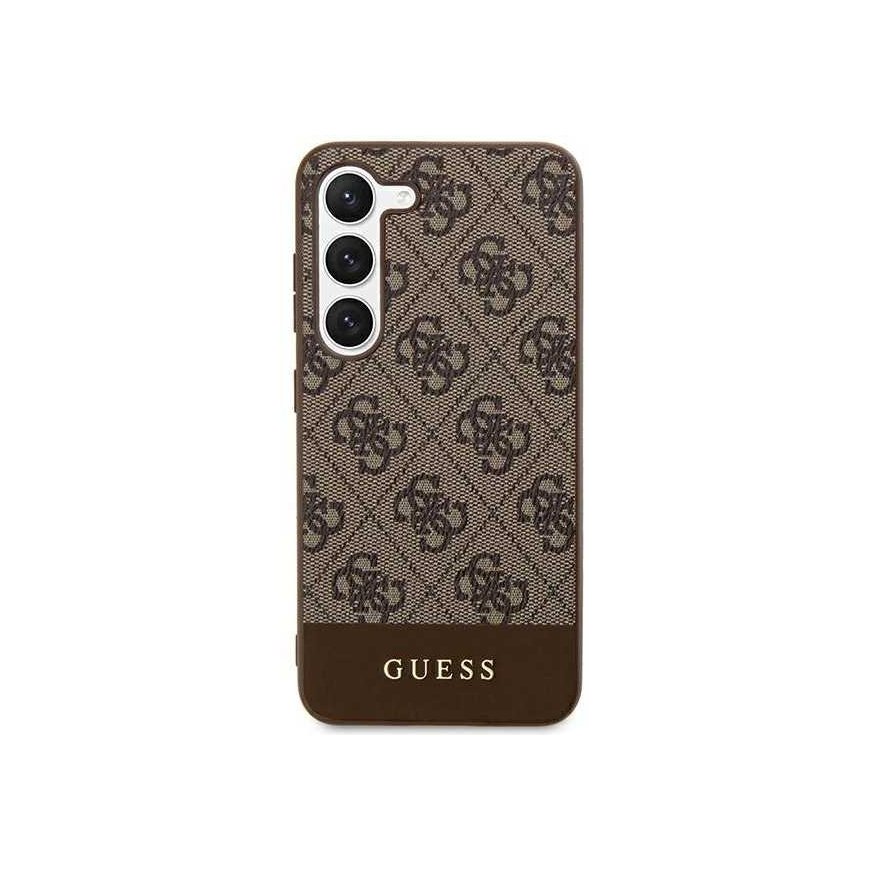 Dėklas Original faceplate case GUESS GUHCS24MG4GLBR for SAMSUNG S24 Plus (4G Bottom Stripe / ruda)