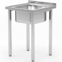 Budget Line single bowl basin sink STEEL 600 x 600 x 850 cm - Hendi 816752