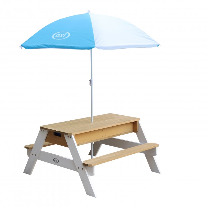 AXI Nick Sand & Water Picnic Table Brown/white - Umbrella Blue/white Smilšu un ūdens galds – 2