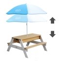AXI Nick Sand & Water Picnic Table Brown/white - Umbrella Blue/white Smilšu un ūdens galds