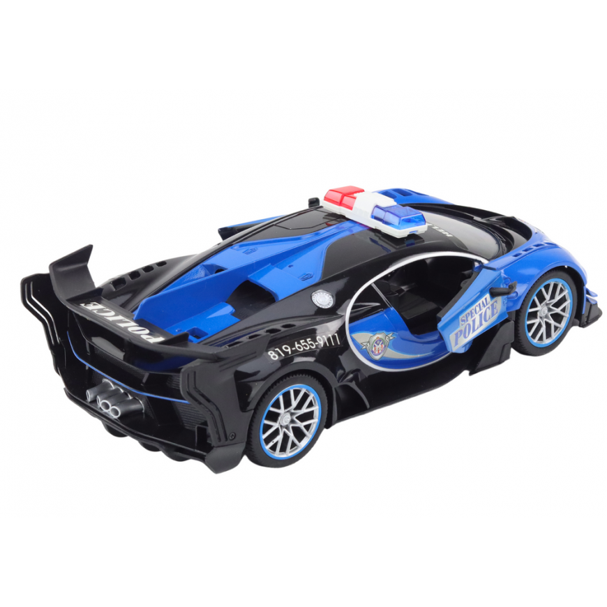 Lean Toys Remote Controlled RC Police Car in 1:12 Scale Blue – 3