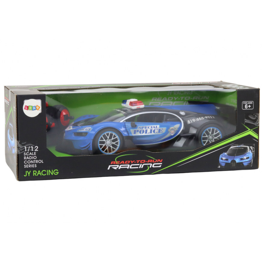 Lean Toys Remote Controlled RC Police Car in 1:12 Scale Blue – 5