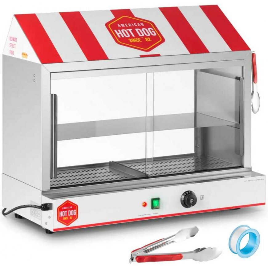 Royal Catering Podgrzewacz witryna grzewcza do hot dogsów na 300 parówek 100 bułek 30 - 110 C 2400 W