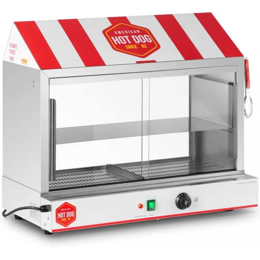 Royal Catering Podgrzewacz witryna grzewcza do hot dogów na 300 parówek 100 bułek 30 - 110 C 2400 W – 2