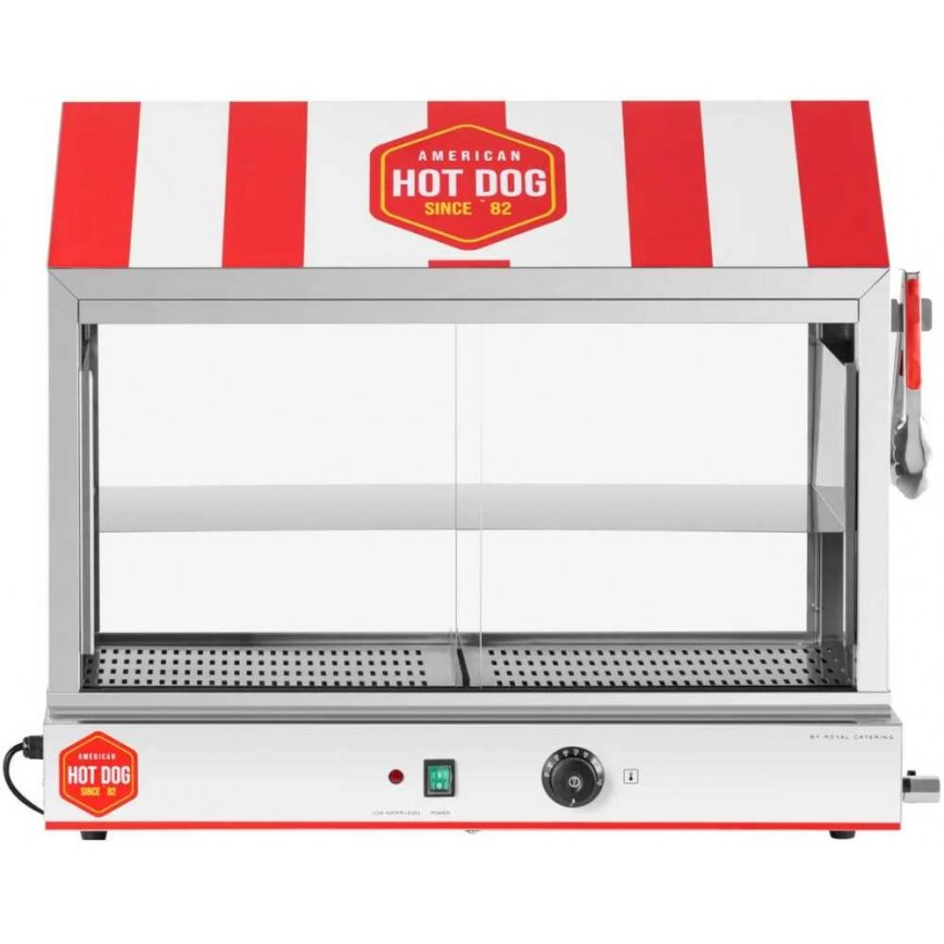 Royal Catering Podgrzewacz witryna grzewcza do hot dogsów na 300 parówek 100 bułek 30 - 110 C 2400 W – 3