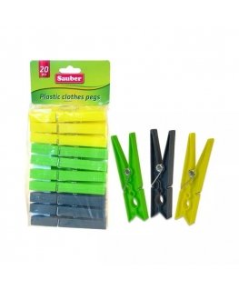 Plastic laundry hooks 20pcs green|yellow|grey