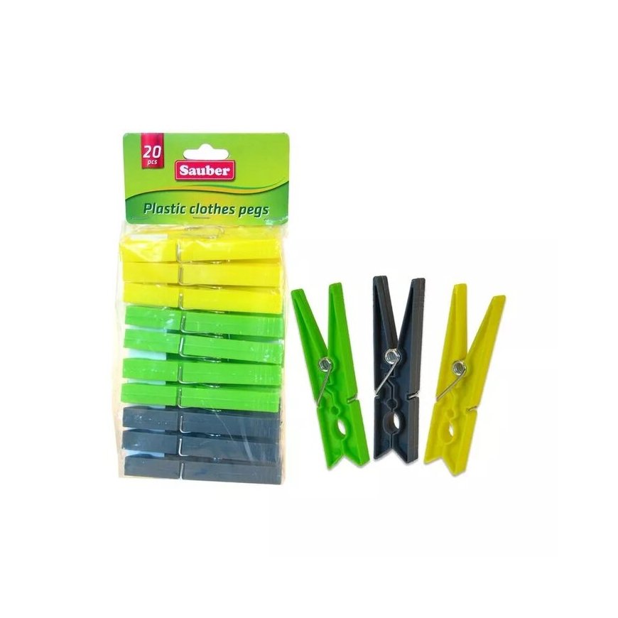 Plastic laundry hooks 20pcs green|yellow|grey