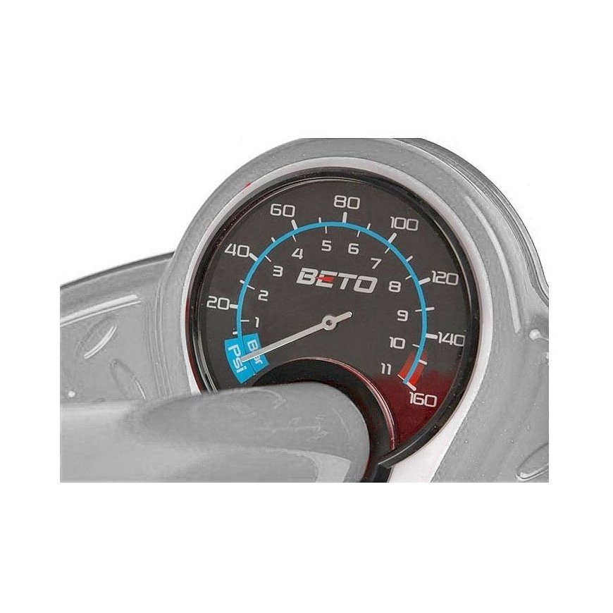 The pump is built BETO Alu CMP-137AG5 silver Dual-head with manometer – 2