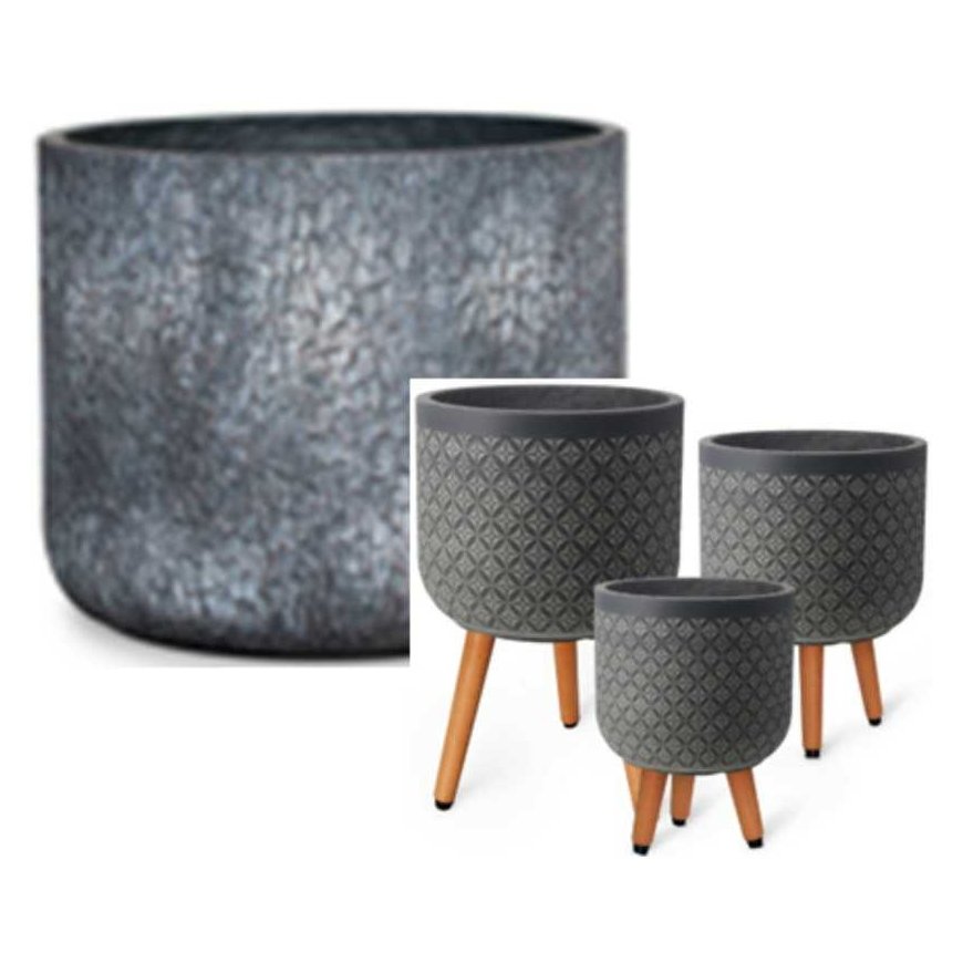 Plant holder EDEN D37xH30cm with legs, dark gray
