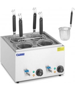 Royal Catering Pasta Cooker, Pasta Cooker with Taps, 4 Baskets, 2 x 6.5L, 3000W