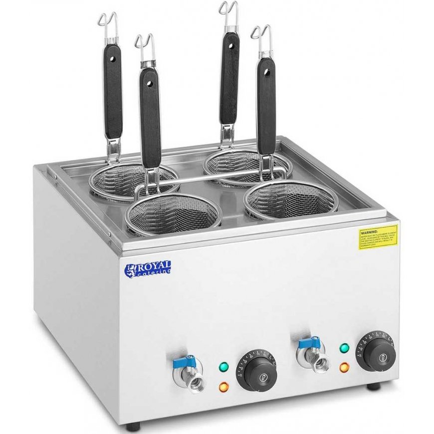 Royal Catering Makaronų virimo aparatas, makaronų viryklė su čiaupais, 4 krepšeliai, 2 x 6,5 l, 3000 W – 2