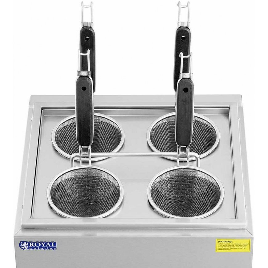 Royal Catering Pasta Cooker, Pasta Cooker with Taps, 4 Baskets, 2 x 6.5L, 3000W – 5