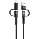 Celly 4-in-1 cable USB-C/USB-A to USB-C/Lightning Max 60W 2 m Black