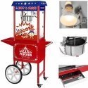 Royal Catering Mobili kukurūzų spragėsių mašina su vežimėliu ant ratų TEFLON 1600W