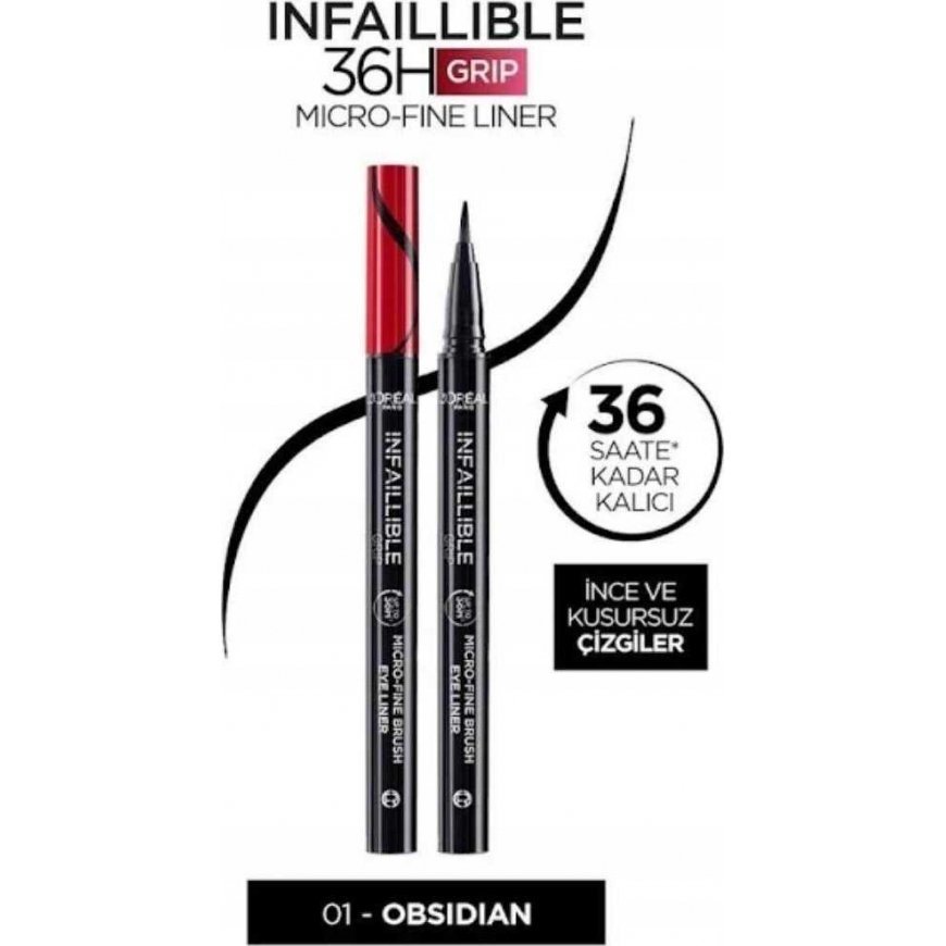 L'Oréal Paris Infaillible Grip 36H Micro-Fine Eye Liner Eye Line moterims, 0,4 g – 3