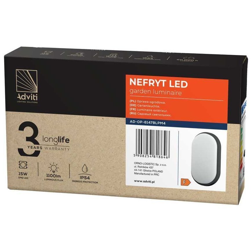 Sieninis šviestuvas Orno NEFRYT LED 15W, sodo šviestuvas, 1100lm, IP54, 4000K, juodas – 2
