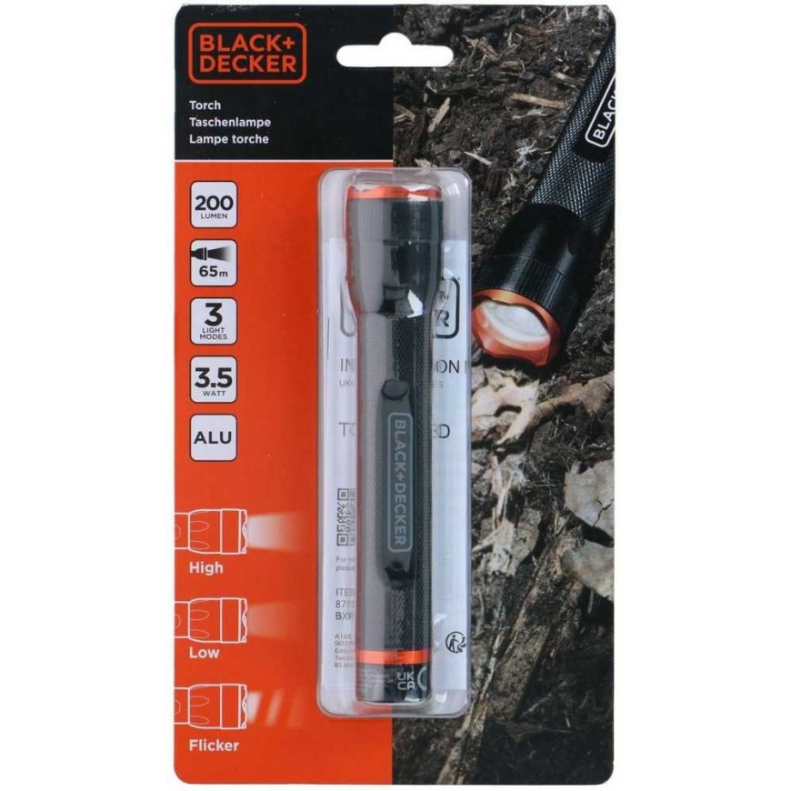 BLACK + DECKER LATARKA TAKTYCZNA aliumininės 3,5W 200LUMENÓW Juodas + DECKER – 2