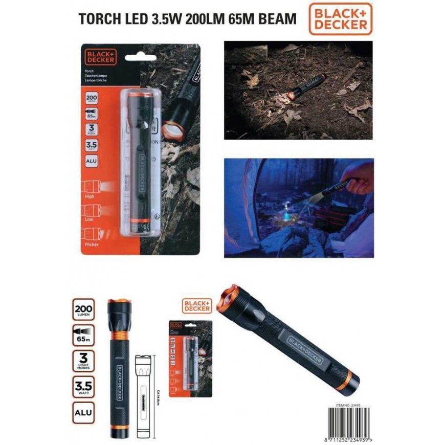 BLACK + DECKER LATARKA TAKTYCZNA aluminum 3.5W 200LUMENÓW Black + DECKER – 3