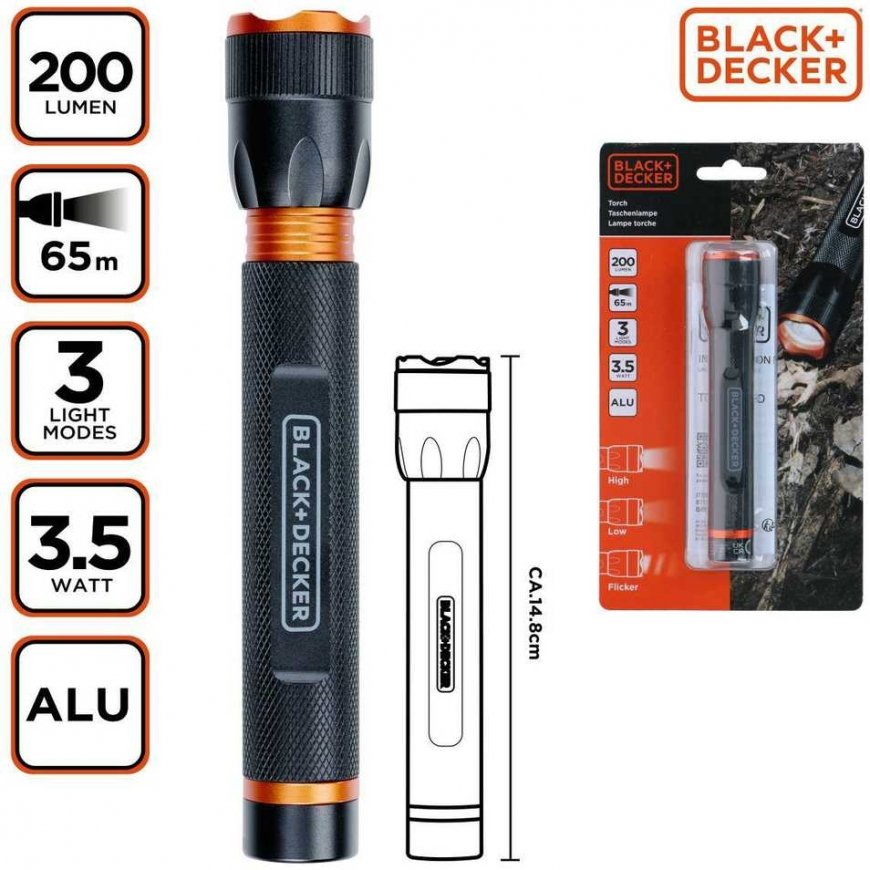 BLACK + DECKER LATARKA TAKTYCZNA aluminum 3.5W 200LUMENÓW Black + DECKER – 5
