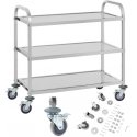 Catering trolley with 3 shelves, up to 150kg, made of stainless steel Royal Catering RCSW 3A Catering trolley with 3 shelves, up to 150kg, made of stainless steel Royal Catering RCSW 3A