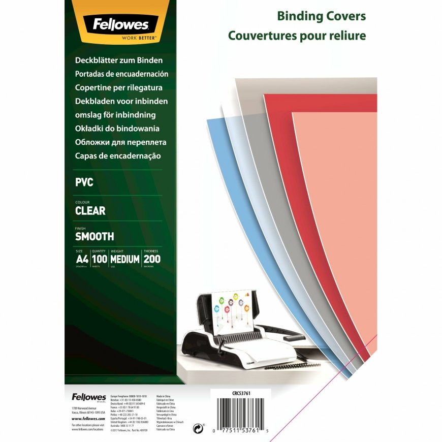 Fellowes 5376102 viršelis įrišimui A4 PVC Permatomas 100 vnt