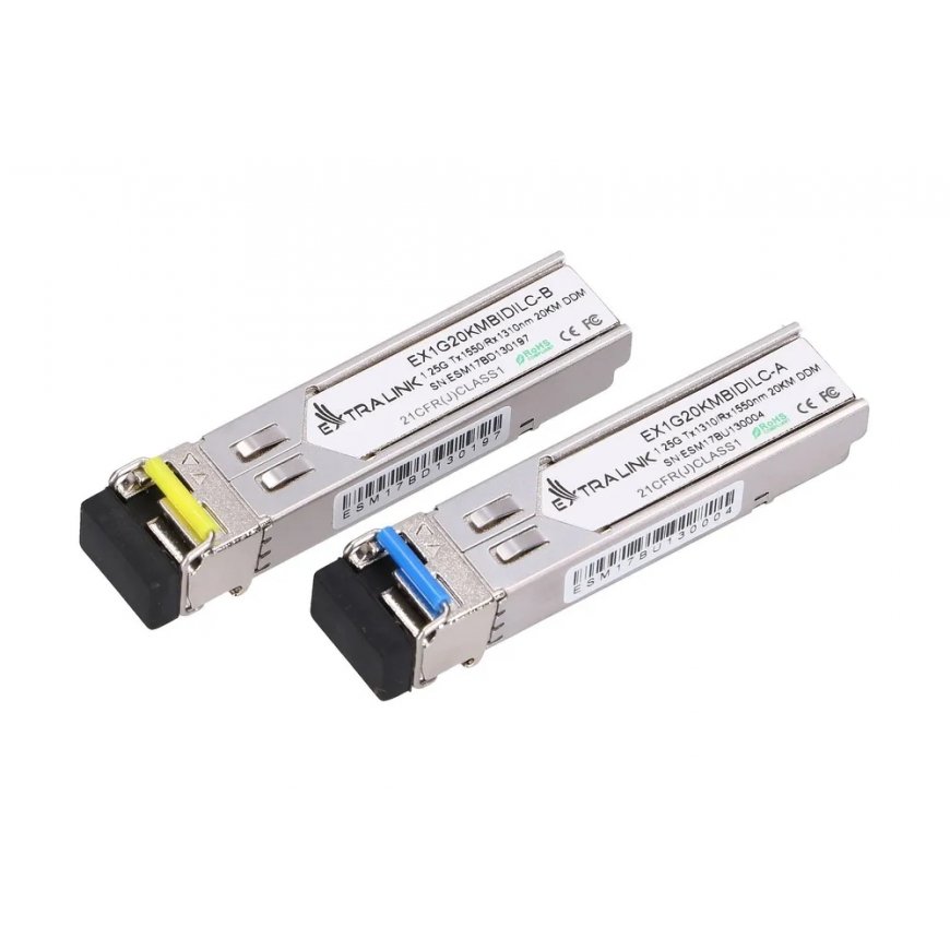 Extralink SFP WDM 1.25G 1310/1550nm | SFP Module | Single mode, 20km, LC, DDM, Pair