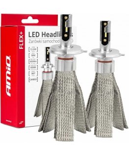 Żarówki samochodowe led seria flex+ h4 6000k 12v 24v canbus amio-03657
