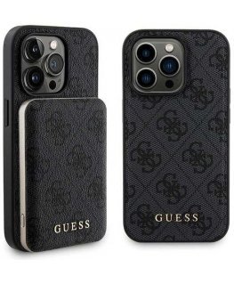 Case Set Guess GUBPM5P14L4GEMGK iPhone 14 Pro 6.1" hardcase + Powerbank 5000mAh MagSafe black/black 4G Metal Logo