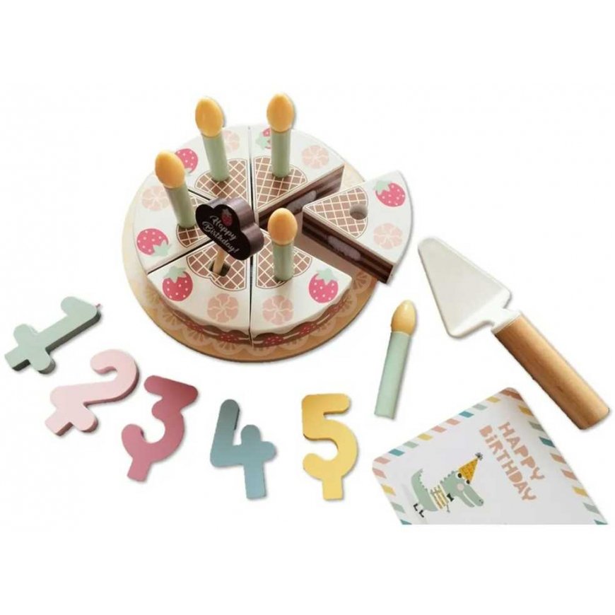 Tooky Toys TOOKY TOY Wooden Birthday Cake with Turnip Candles