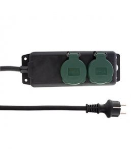 REV 0512467555 power extension 1.4 m 2 AC outlet(s) Outdoor Black, Green