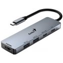 USB (3.0) hub 5-port, UH-500, pilka, Genius, 2x USB 3.0,1x HDMI,2x USB-C,Power Delivery 100W