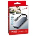 USB (3.0) hub 5-port, UH-500, pilka, Genius, 2x USB 3.0,1x HDMI,2x USB-C,Power Delivery 100W