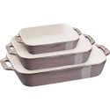 Set of 3 prostokątnych półmisków ceramicznych Staub - Antique gray