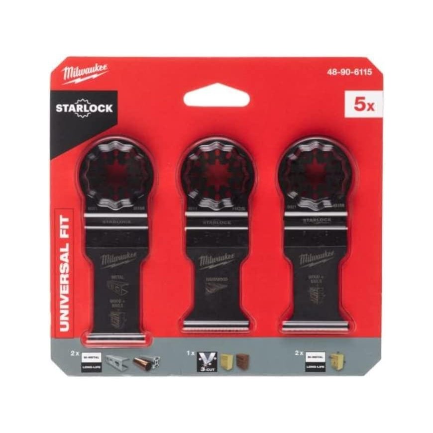 A set of accessories for a multi-purpose tool (wood, wood with nails, universal) Milwaukee 5 pcs.