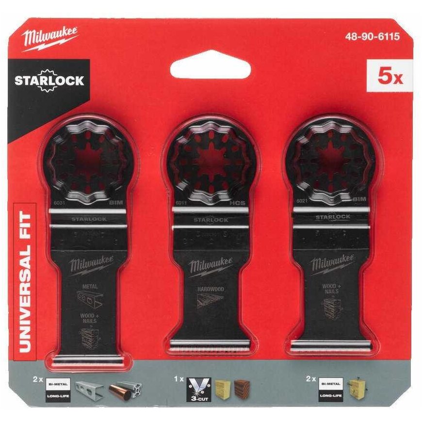 A set of accessories for a multi-purpose tool (wood, wood with nails, universal) Milwaukee 5 pcs. – 2